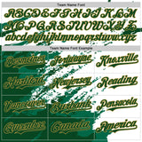 Custom White Green Old Gold Kelly Green Splash Art 3D Pattern Design Bomber Full-Snap Varsity Letterman Hoodie Jacket