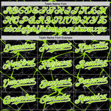 Custom Black Neon Green-White Abstract Network 3D Pattern Design Bomber Full-Snap Varsity Letterman Hoodie Jacket