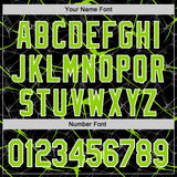 Custom Black Neon Green-White Abstract Network 3D Pattern Design Bomber Full-Snap Varsity Letterman Hoodie Jacket