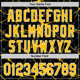 Custom Black Gold-White Abstract Network 3D Pattern Design Bomber Full-Snap Varsity Letterman Hoodie Jacket