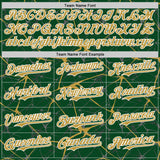 Custom Green Old Gold-White Abstract Network 3D Pattern Design Bomber Full-Snap Varsity Letterman Hoodie Jacket