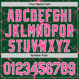 Custom Green Pink-White Abstract Network 3D Pattern Design Bomber Full-Snap Varsity Letterman Hoodie Jacket