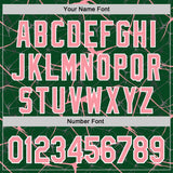 Custom Green Medium Pink-White Abstract Network 3D Pattern Design Bomber Full-Snap Varsity Letterman Hoodie Jacket