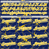 Custom Royal Yellow-White Abstract Network 3D Pattern Design Bomber Full-Snap Varsity Letterman Hoodie Jacket