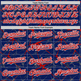 Custom Royal Red-White Abstract Network 3D Pattern Design Bomber Full-Snap Varsity Letterman Hoodie Jacket