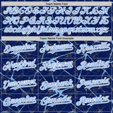 Custom Royal Light Blue-White Abstract Network 3D Pattern Design Bomber Full-Snap Varsity Letterman Hoodie Jacket