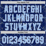 Custom Royal Light Blue-White Abstract Network 3D Pattern Design Bomber Full-Snap Varsity Letterman Hoodie Jacket