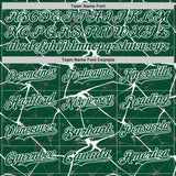 Custom Kelly Green White Abstract Network 3D Pattern Design Bomber Full-Snap Varsity Letterman Hoodie Jacket