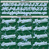 Custom Kelly Green Light Blue-White Abstract Network 3D Pattern Design Bomber Full-Snap Varsity Letterman Hoodie Jacket