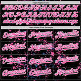Custom Black Pink Sky Blue-White Fragment 3D Pattern Design Bomber Full-Snap Varsity Letterman Hoodie Jacket