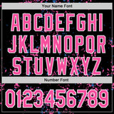 Custom Black Pink Sky Blue-White Fragment 3D Pattern Design Bomber Full-Snap Varsity Letterman Hoodie Jacket
