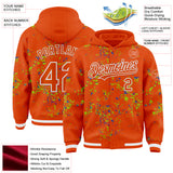 Custom Orange Neon Green Thunder Blue-White Fragment 3D Pattern Design Bomber Full-Snap Varsity Letterman Hoodie Jacket