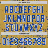 Custom Old Gold Thunder Blue Black-White Fragment 3D Pattern Design Bomber Full-Snap Varsity Letterman Hoodie Jacket