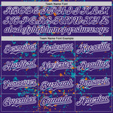 Custom Purple Teal Bay Orange-White Fragment 3D Pattern Design Bomber Full-Snap Varsity Letterman Hoodie Jacket