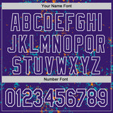 Custom Purple Teal Bay Orange-White Fragment 3D Pattern Design Bomber Full-Snap Varsity Letterman Hoodie Jacket