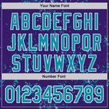 Custom Purple Teal Light Blue-White Fragment 3D Pattern Design Bomber Full-Snap Varsity Letterman Hoodie Jacket