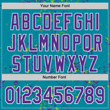 Custom Teal Purple Neon Green-White Fragment 3D Pattern Design Bomber Full-Snap Varsity Letterman Hoodie Jacket