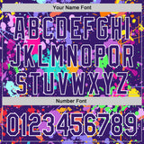 Custom Graffiti Pattern Purple-White Splash Bomber Full-Snap Varsity Letterman Hoodie Jacket