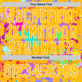 Custom Graffiti Pattern Gold-White Splash Bomber Full-Snap Varsity Letterman Hoodie Jacket