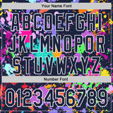 Custom Graffiti Pattern Navy-White Splash Bomber Full-Snap Varsity Letterman Hoodie Jacket
