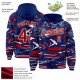 Custom Figure Red Royal-White Fluid Bomber Full-Snap Varsity Letterman Hoodie Jacket