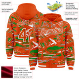 Custom Figure Orange Grass Green-White Fluid Bomber Full-Snap Varsity Letterman Hoodie Jacket