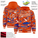 Custom Figure Orange Thunder Blue-White Fluid Bomber Full-Snap Varsity Letterman Hoodie Jacket