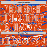 Custom Figure Orange Thunder Blue-White Fluid Bomber Full-Snap Varsity Letterman Hoodie Jacket