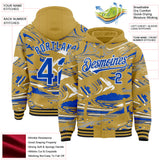 Custom Figure Thunder Blue Old Gold Black-White Fluid Bomber Full-Snap Varsity Letterman Hoodie Jacket