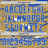 Custom Figure Thunder Blue Old Gold Black-White Fluid Bomber Full-Snap Varsity Letterman Hoodie Jacket