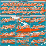 Custom Figure Orange Teal-White Fluid Bomber Full-Snap Varsity Letterman Hoodie Jacket
