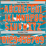 Custom Figure Orange Teal-White Fluid Bomber Full-Snap Varsity Letterman Hoodie Jacket