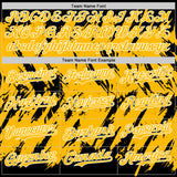 Custom Black Gold-White Abstract Sharp Shape Fragment 3D Pattern Design Bomber Full-Snap Varsity Letterman Hoodie Jacket