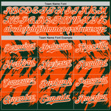 Custom Green Orange-White Abstract Sharp Shape Fragment 3D Pattern Design Bomber Full-Snap Varsity Letterman Hoodie Jacket