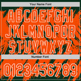 Custom Green Orange-White Abstract Sharp Shape Fragment 3D Pattern Design Bomber Full-Snap Varsity Letterman Hoodie Jacket
