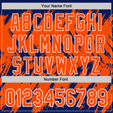 Custom Royal Orange-White Abstract Sharp Shape Fragment 3D Pattern Design Bomber Full-Snap Varsity Letterman Hoodie Jacket