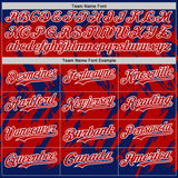 Custom Royal Red-White Abstract Sharp Shape Fragment 3D Pattern Design Bomber Full-Snap Varsity Letterman Hoodie Jacket