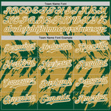 Custom Kelly Green Old Gold-White Abstract Sharp Shape Fragment 3D Pattern Design Bomber Full-Snap Varsity Letterman Hoodie Jacket