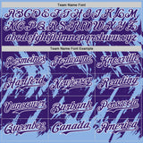 Custom Light Blue Purple-White Abstract Sharp Shape Fragment 3D Pattern Design Bomber Full-Snap Varsity Letterman Hoodie Jacket
