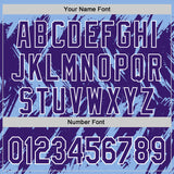 Custom Light Blue Purple-White Abstract Sharp Shape Fragment 3D Pattern Design Bomber Full-Snap Varsity Letterman Hoodie Jacket