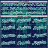 Custom Navy Teal-White Dripping Splatter 3D Pattern Design Bomber Full-Snap Varsity Letterman Hoodie Jacket