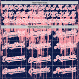 Custom Navy Medium Pink-White Dripping Splatter 3D Pattern Design Bomber Full-Snap Varsity Letterman Hoodie Jacket