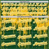 Custom Green Gold-White Dripping Splatter 3D Pattern Design Bomber Full-Snap Varsity Letterman Hoodie Jacket