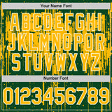 Custom Green Gold-White Dripping Splatter 3D Pattern Design Bomber Full-Snap Varsity Letterman Hoodie Jacket