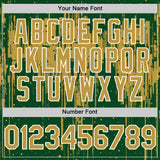 Custom Green Old Gold-White Dripping Splatter 3D Pattern Design Bomber Full-Snap Varsity Letterman Hoodie Jacket