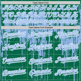 Custom Kelly Green Light Blue-White Dripping Splatter 3D Pattern Design Bomber Full-Snap Varsity Letterman Hoodie Jacket