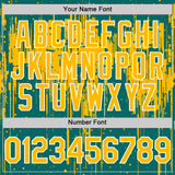 Custom Teal Gold-White Dripping Splatter 3D Pattern Design Bomber Full-Snap Varsity Letterman Hoodie Jacket