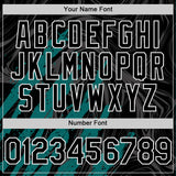 Custom Black Teal-White Splash 3D Pattern Design Bomber Full-Snap Varsity Letterman Hoodie Jacket