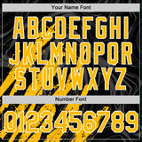 Custom Black Gold-White Splash 3D Pattern Design Bomber Full-Snap Varsity Letterman Hoodie Jacket