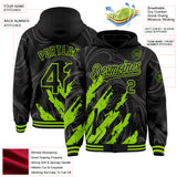 Custom Black Neon Green Splash 3D Pattern Design Bomber Full-Snap Varsity Letterman Hoodie Jacket